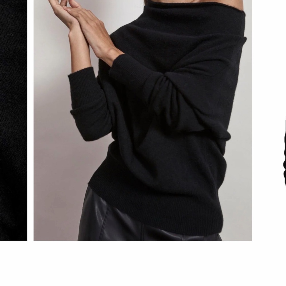 Brochu Walker cashmere Black Off-Shoulder Sweater Lori sweater L